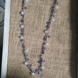 Vivi long blue gold crystal necklace